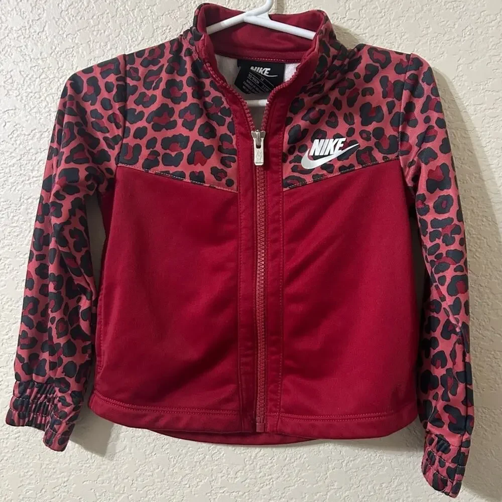 Nike Girls Leopard Print Tricot Tracksuit Jacket - Size 3T